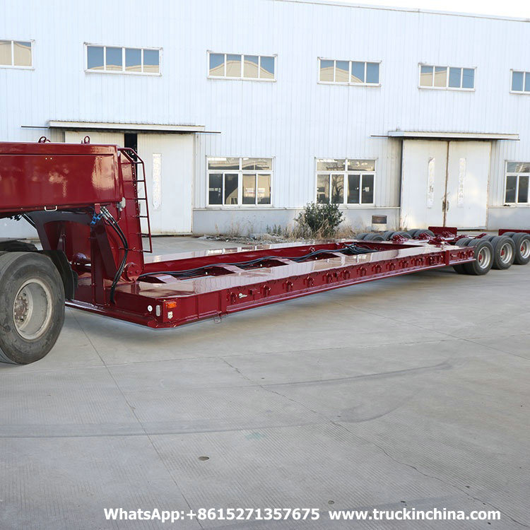Customizing Multi Axle Modular Lowboy Semi Trailer with Hydraulic Suspension Steering 3 Axles 12 Wheels Low Bed Semi Trailer