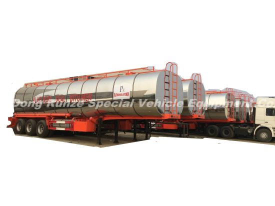 3 Axles Insulated Hot Bitumen Tanker Trailer 45cbm (Liquid Asphalt Tank Semitrailer) with Two Burner Heater Insulation Layer Rock Wool Puf 80mm Stainless Steel