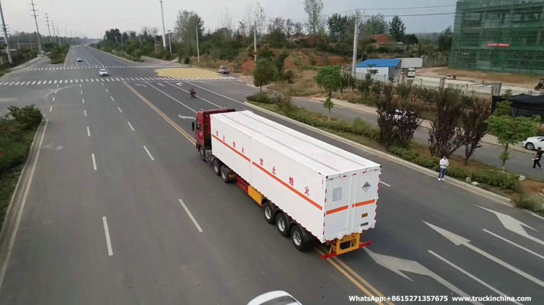 Customizing 3 Axles Insulated Van Explosion-Proof Blasting Goods (Explosive Detonator, Blasting Cap) Transport Trailer