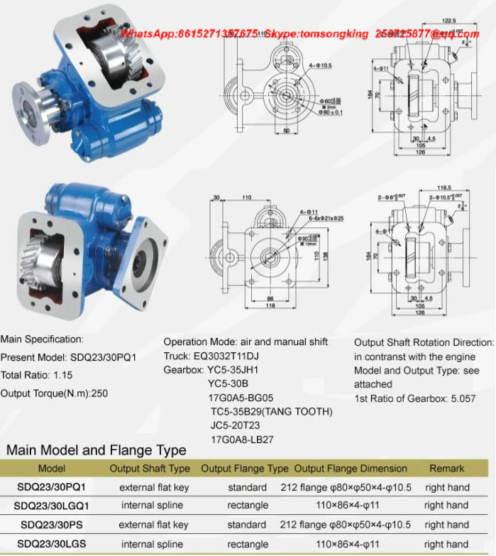 Pto (Power Take Off) Gear Spline Type for Crane Special Vehicle China Truck Shaft Ptosdq12/68 Sdq12/72 Sdq15/75 Sdq21/33 Sdq22/25 Sdq23/30 Sdq23/32 Assembly