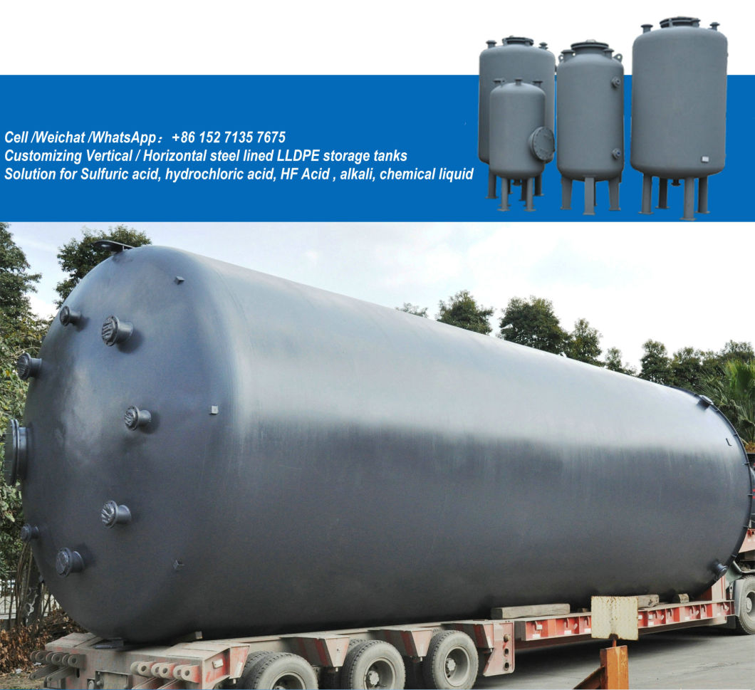 HCl Naclo Storage Dosing Tanks (Carbon Steel Tank Lined LLDPE corrosion resistance Sodium Hypochlorite, Hydrochloric Acid) Vertical 5 -50kl Measuring Tank