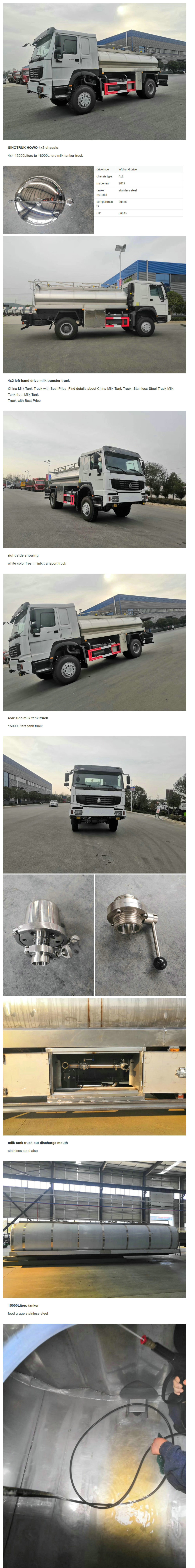 Sinotruck HOWO 4X4 Milk Tanker Truck with Food Grade Stainless Steel Pump (Offroad)