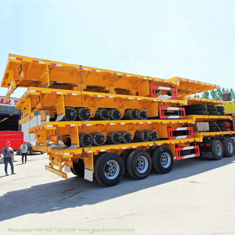 3 Axle Flatbed Semi Trailer 40FT Container with Container Locks