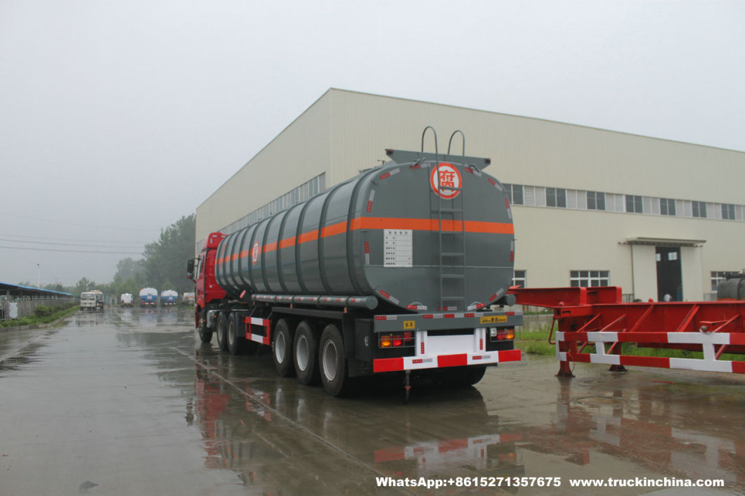 Tri Axles 60t Acid Tanker Trailer Steel Tank PE Inner Liner 16mm (Steel Lined plastic LDPE Chemical Liquid Hydrochloride Acid Caustic Soda Tank Semi-trailer)