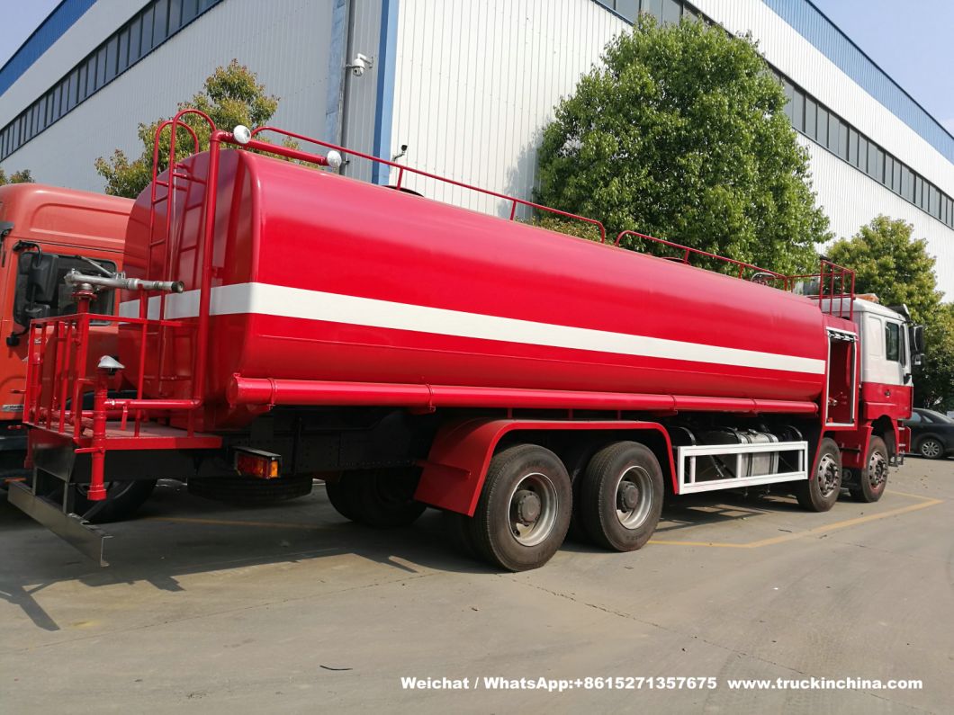 Shacman 12 Wheels Water Tanker Fire Truck 30t Bowser Tank with Fire Pump