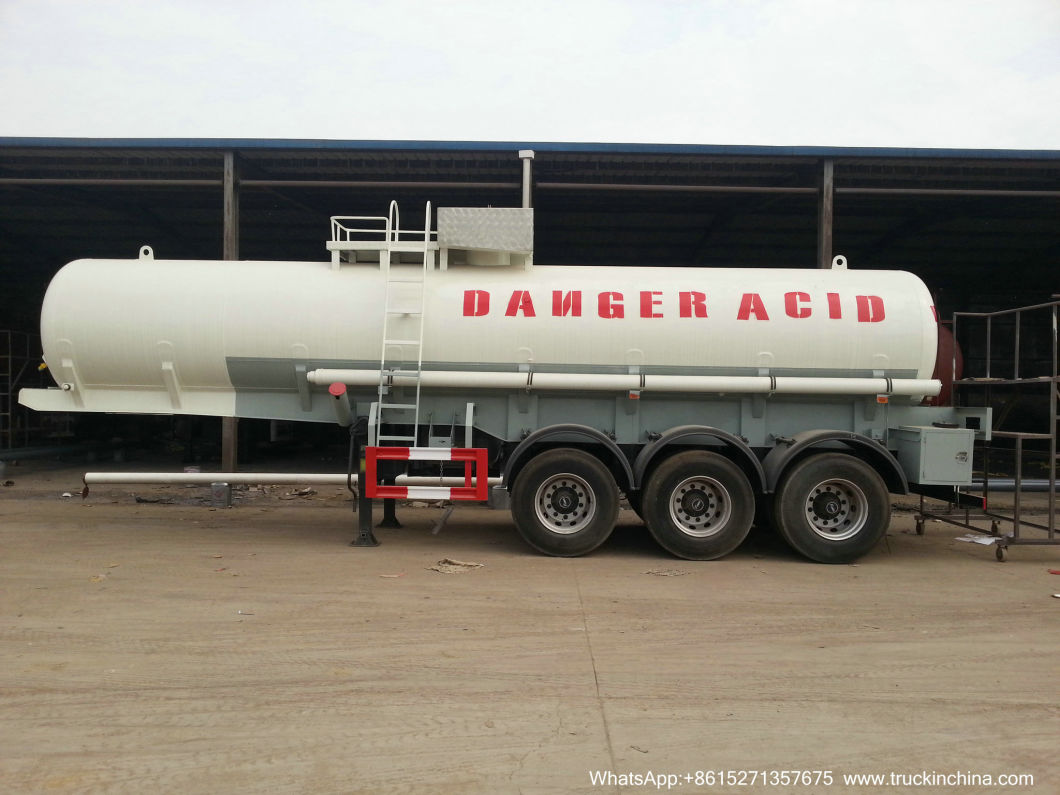 36t-40t Sulfuric Acid Tanker 20-22cbm (5000USG-6000USG 3 Axles Crabon Steel Tank For Concentrated SG1.83 Sulfuric Acid UN1830 Dangerous Acid Crossive 8)