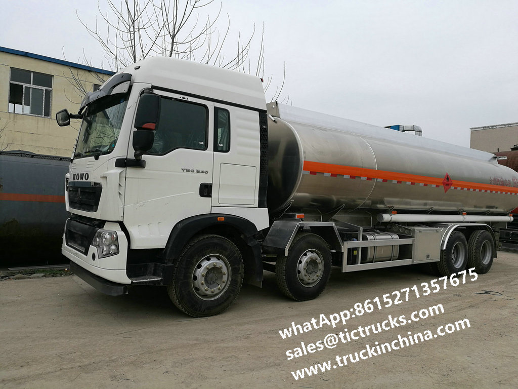 Sinotruck HOWO Aluminum Alloy Fuel Tanker (8X4 Mobile Jet Oil Refueling Bowser Truck 30cbm Diesel Delivery Refueling Truck 12wheels)