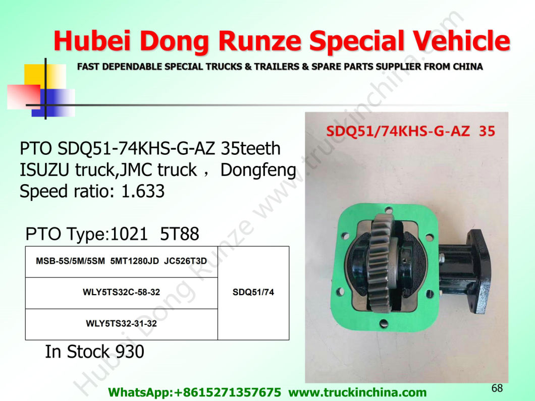 Jmc DFAC Truck Pto Sdq51/74 (Gearbox Power Take off For ISUZU. WLY Transmission MSB-5S/5M/5SM, 5MT1280JD, JC526T3D)