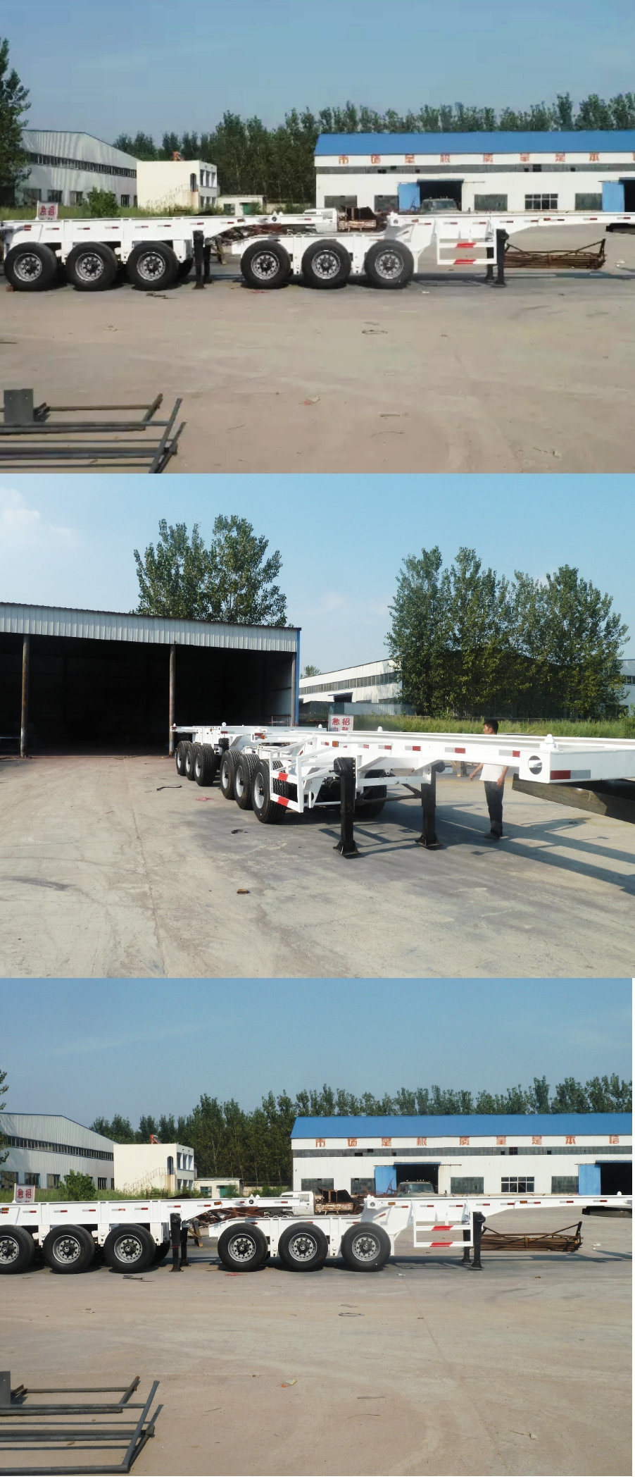 Customized Interlink 2 Flatbed Semi Trailer Truck (Double Combination 20FT Container Trailers Flatbed Or Skeleton Type)