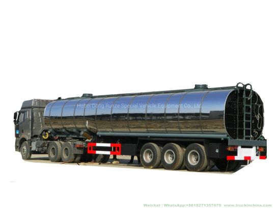 Customzing 40t -60t Heat Insulated Stainless Steel Tanks Trailer (Stainless Aluminium Alloy Tanker Truck For Hot Waxs Chemical Liquids)