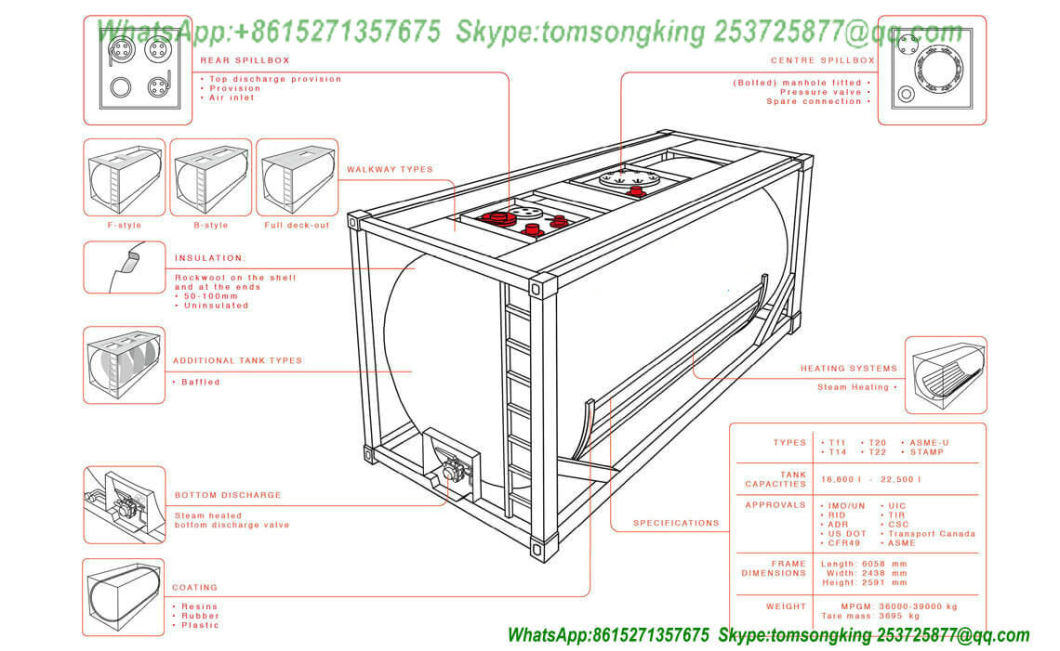 CH3cl ISO Tank Container for Liquid Chloromethane 30FT Container Trailer Road Transport (methyl chloride, chloromethane, CH3Cl) Un1063 Un1912 Gas Pressurized