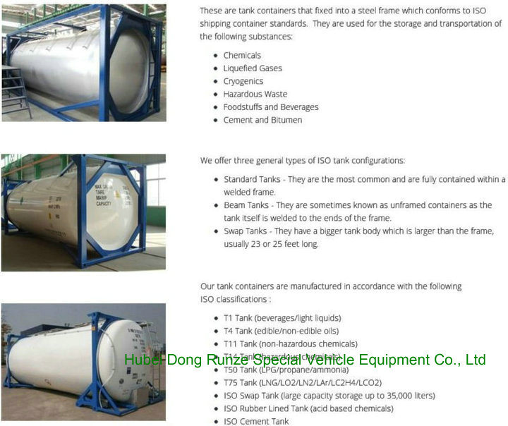 20FT ISO Tank Containers with Pipe Bottom Loading Hydrochloric Acid, Sodium Hypochlorite