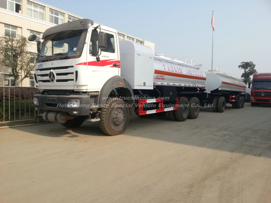 Beiben Trucks Diesel Bowser off Road All Wheel Drive 6X6. LHD. Rhd 2534.2538 for Petroleum Oil, Gasoline, Petrol, Diesel Transport Plus Tank Trailer