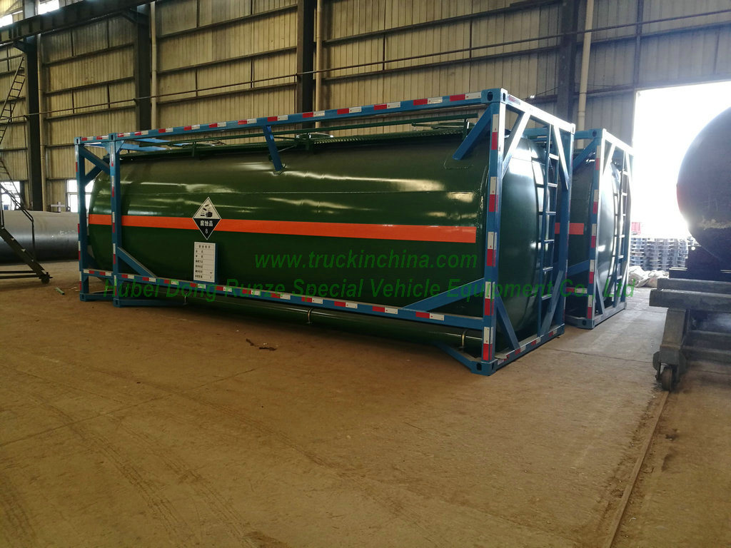 Un 1789 Isotank 30FT for Tank Container Road Transport Hydrochloric Acid (Muriatic Acid Strongly Acidic Hydronium Chloride ,HCl) 28,000liters