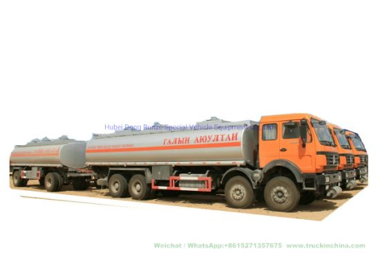 Beiben (North Benz 8X4 Tanker) 30000L +15000 Liters Fuel Tank Truck with Full Tank Trailer