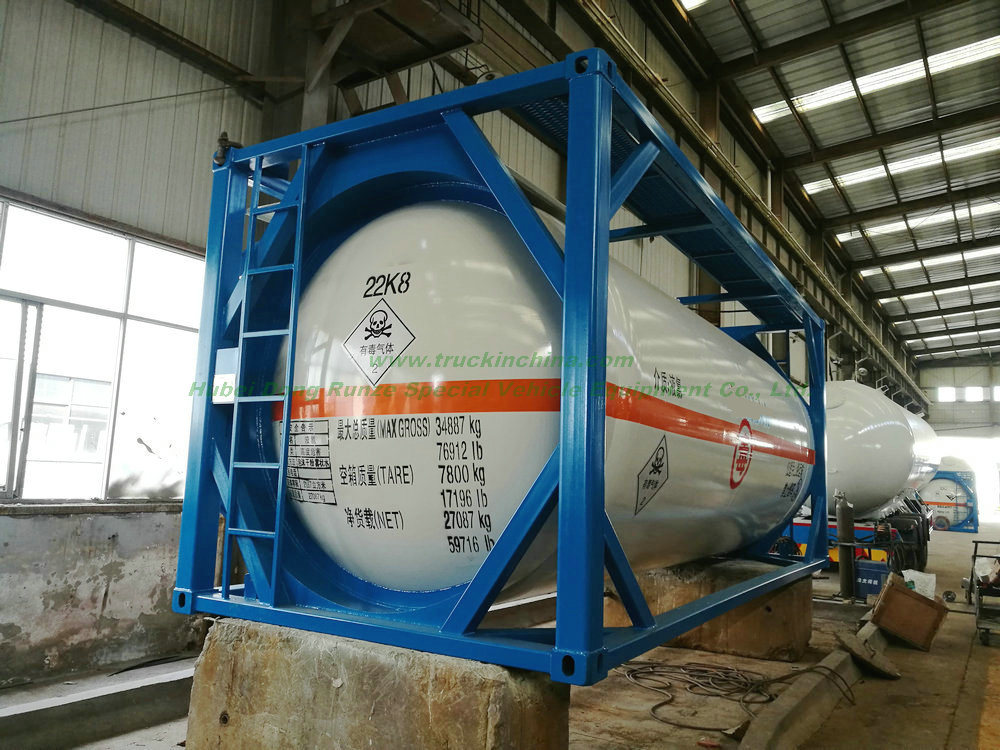 ISO Liquid Chlorine Ahf Tank Containers 20FT 21670 Liters (27Ton) Class 8 Cl2 Un1791 Hydro Test Pressure 1.95MPa
