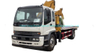 Japan. Brand I. S. U. Z. U Recovery Truck Mounted with Knuckle 5 Ton Crane and Roll Back Flatbed Wrecker Euro 5.6. Engine