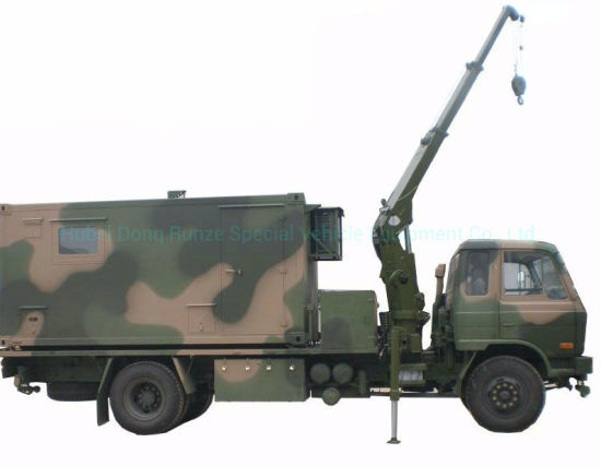 Dongfeng Awd 4X4 Offroad Truck Mounted Mobile Workshop Conainer with Crane 3 Ton