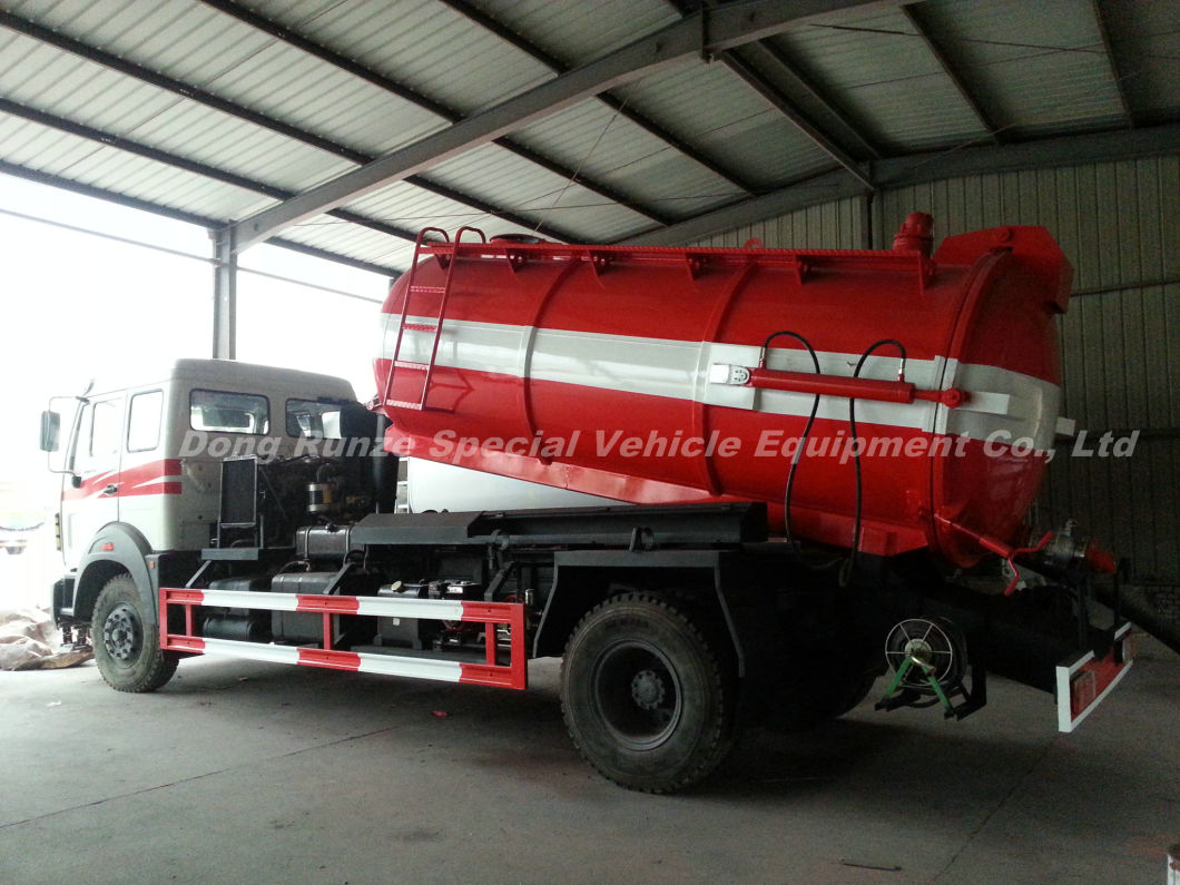 Beiben 1627 Vacuum Tanker Combined Sewer Jetting Tank a 6000ltrs of Solid Liquid Human Waste Tank Part B 4000litrs of Clean Water for Cleaning and Flushing
