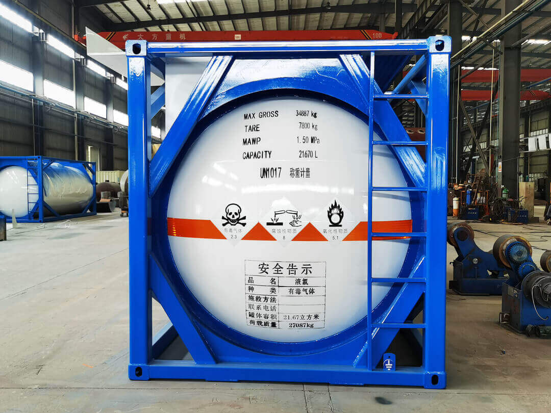 Wholesale 20 Feet 21cbm ISO Standard Liquid Chlorine Storage Tank