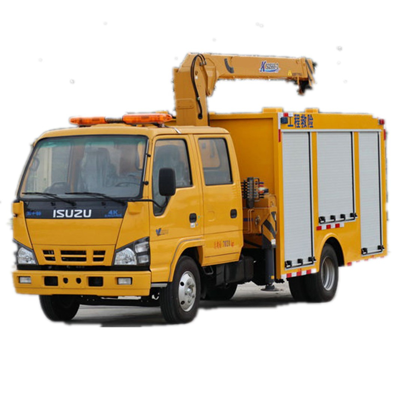 ISUZU Generator Engineering Rescue Truck Mounted 2T Telescope Boom Crane 