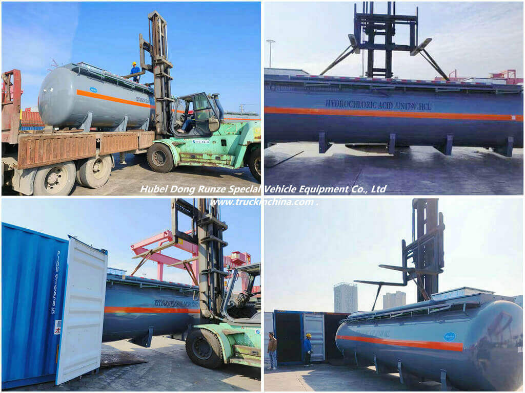 6 Sets Polyethylene Lined Steel Tanks 6600Gallon For Hydrochloric Acid Storage Transport Hydrochloric Acid (HCl) to SAU Chemical Factory 