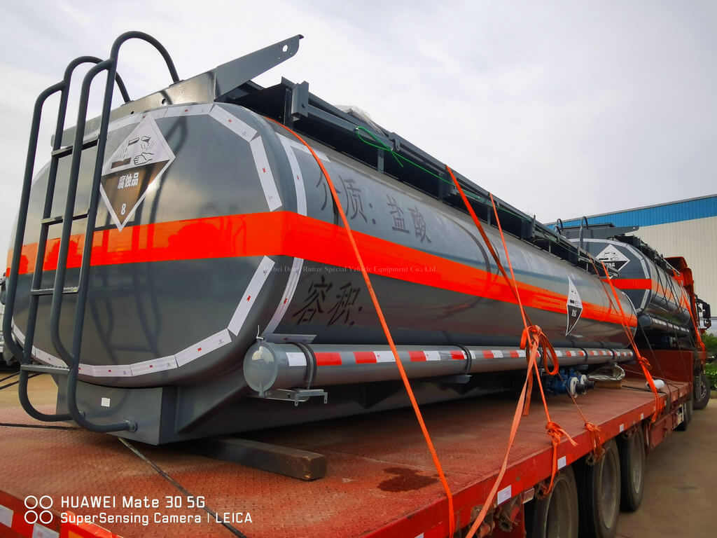 Lined PE tank 15cbm Hydrochloric acid lorry tanker (95)