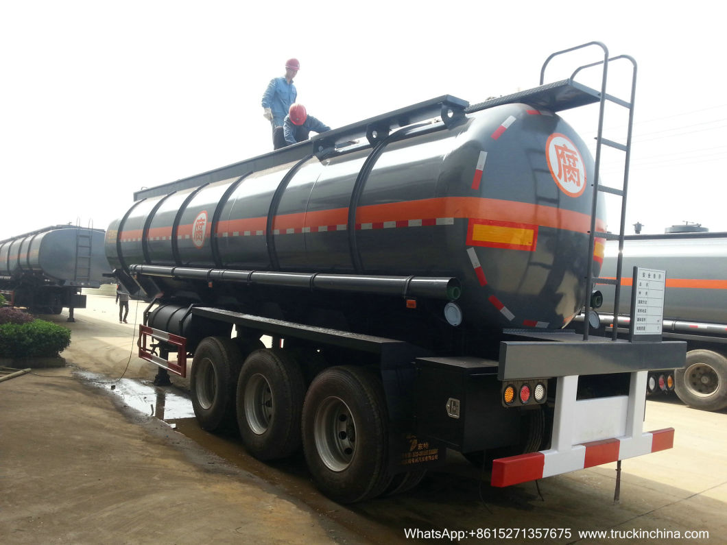 3 Axles Ammonium Hydroxide Tanker Trailer (Steel Tank Lined PE For Ammonia Water, Hydrochloride Acid, Pickling Waste Water, Chemical Liquid 8000USG -10000USG)