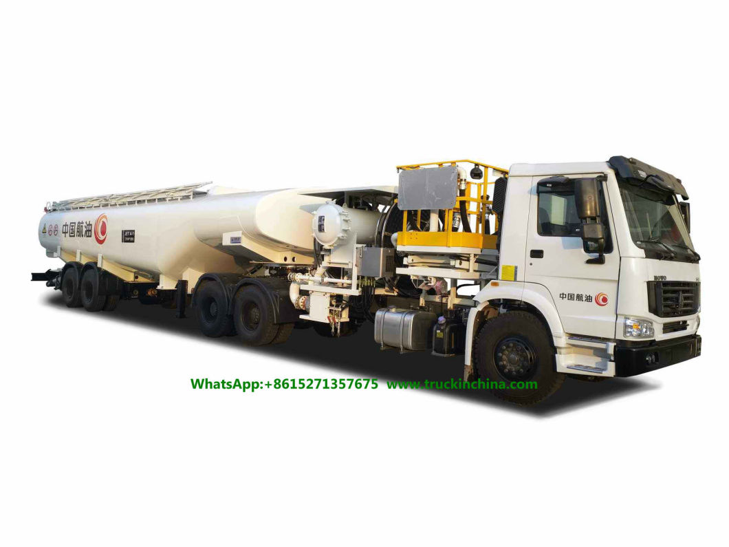 Sinotruck HOWO 45000L Aircraft Tanker (Tractor with JET A-1 Fuel Tank Trailer Aviation Kerosene, Aviation Gasoline, Jet Oil 11880 US Gallon Refueler)