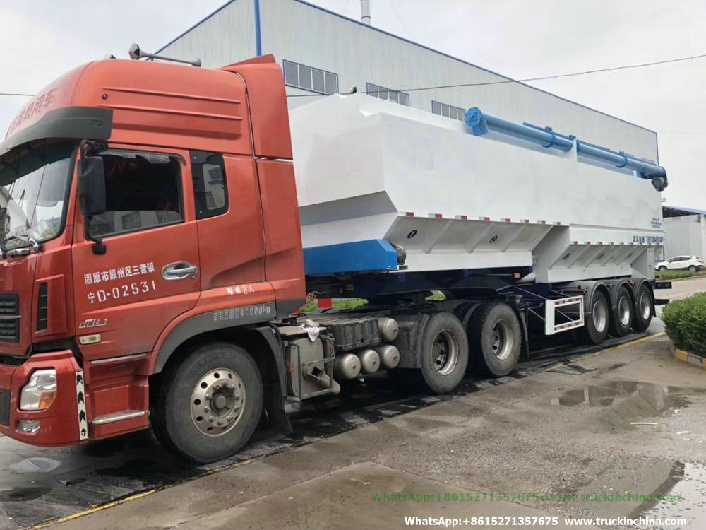 Tri-Axles Bulk Feed Tank Semi Trailer Customized with Electric Pump Hydraulic System Transport Livestock Chicken Duck Goose Feed