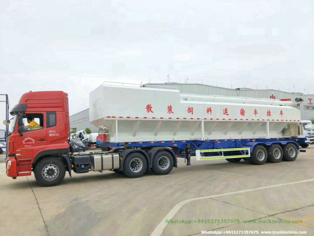 Tri-Axles Bulk Feed Tank Semi Trailer Customized with Electric Pump Hydraulic System Transport Livestock Chicken Duck Goose Feed