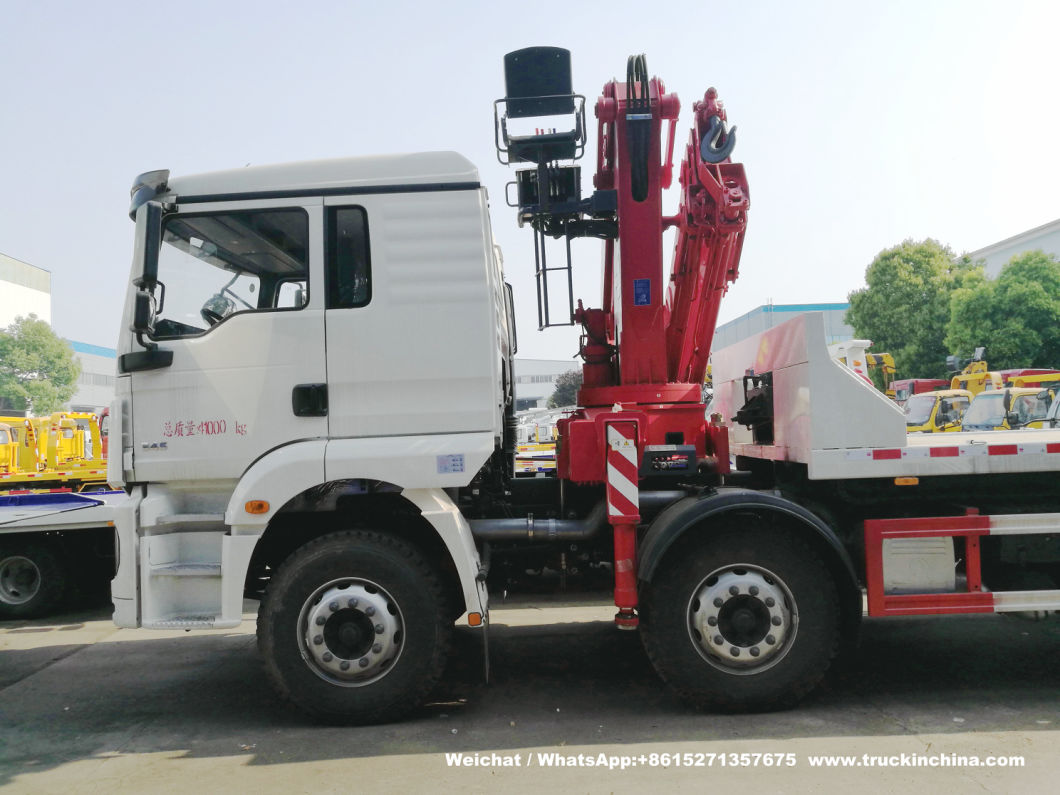 Heavy Car Carrier Flatbed Truck Mounted 10 Ton Knuckle Crane - Shacman F3000, L3000, M3000, H3000 Reovery Wrecker