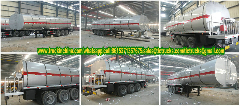 Tri Axles Trailer Tanker with Insulation Layer for Heat Bitumen, Liquid Asphalt, Coal Tar Oil, Crude Oil Transport Tank Capacity 30, 000L-45, 000liters 12wheels