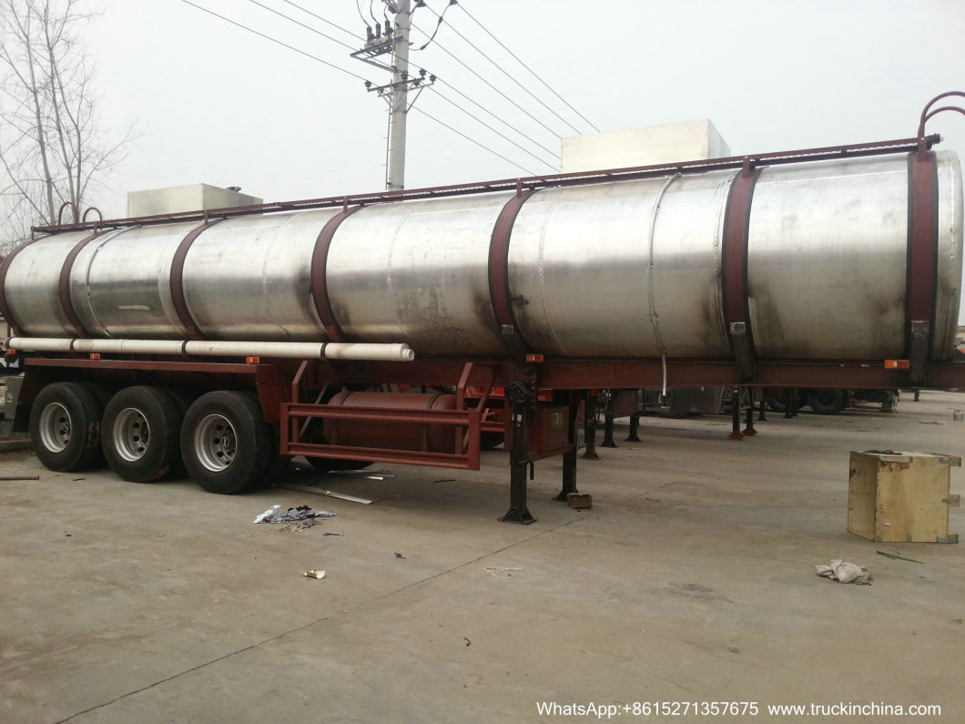 Nitric Acid Tanker Trailer Used for Transporting Nitric Acid Acetic Acid (Made Of Pure Aluminum, 2-3 Axles Road Tanker)