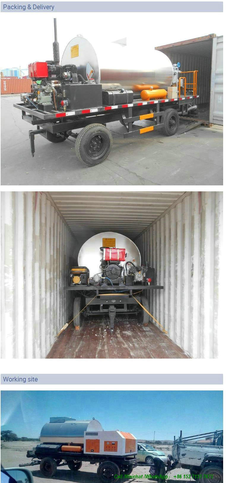 Trailer Asphalt Distributor Bitumen Spraying Nozzles (Asphalt Tank Dolly Trailers 1000L -2000L, Spray Bitumen 2 -5 meters)