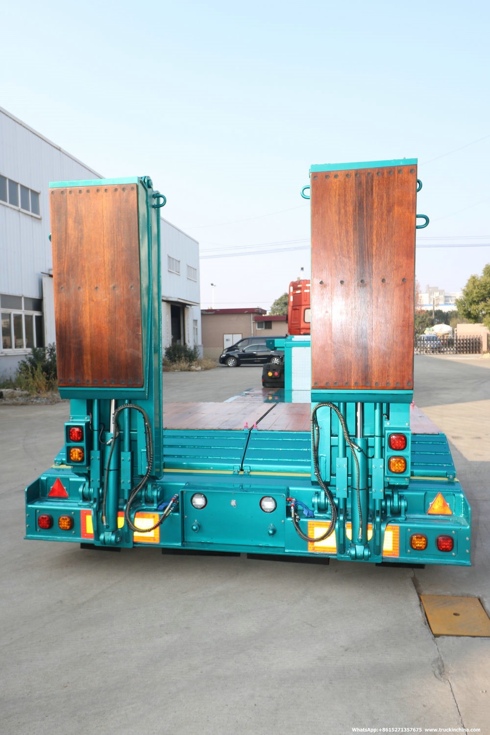 Customized 2 Axle Hydraulic Lifting Platform Lowbed Semi Trailer&Nbsp; with Hydraulic Steering Axle&Nbsp; Hydraulic Loading Ramp