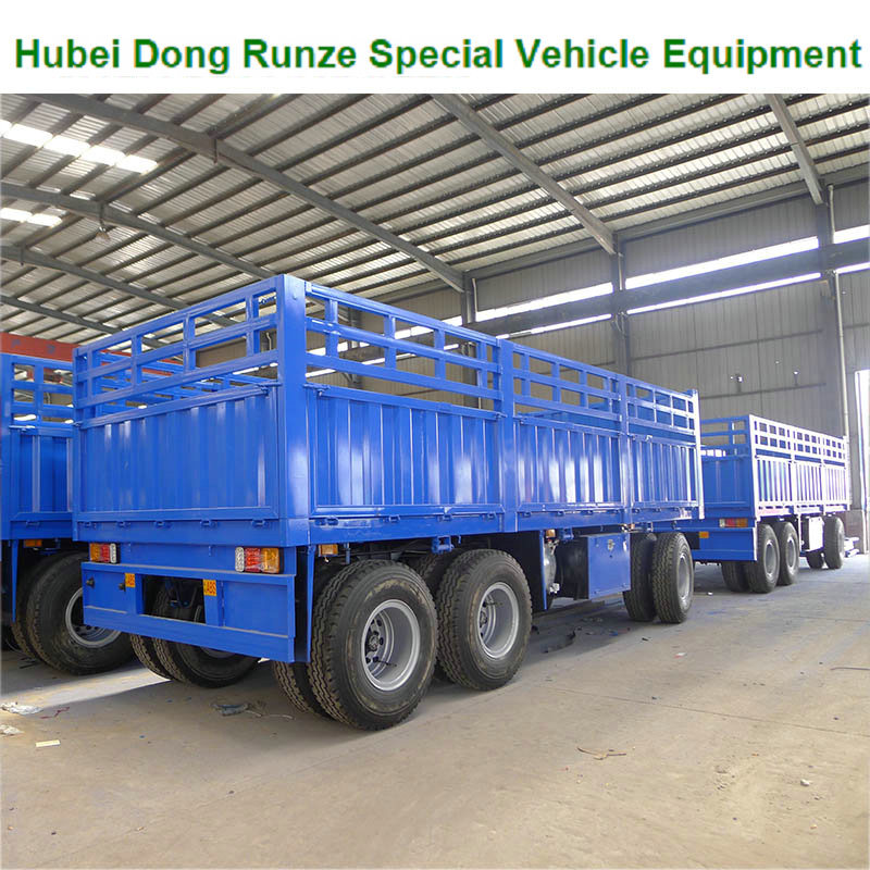 Customized Interlink 2 Flatbed Semi Trailer Truck (Double Combination 20FT Container Trailers Flatbed Or Skeleton Type)