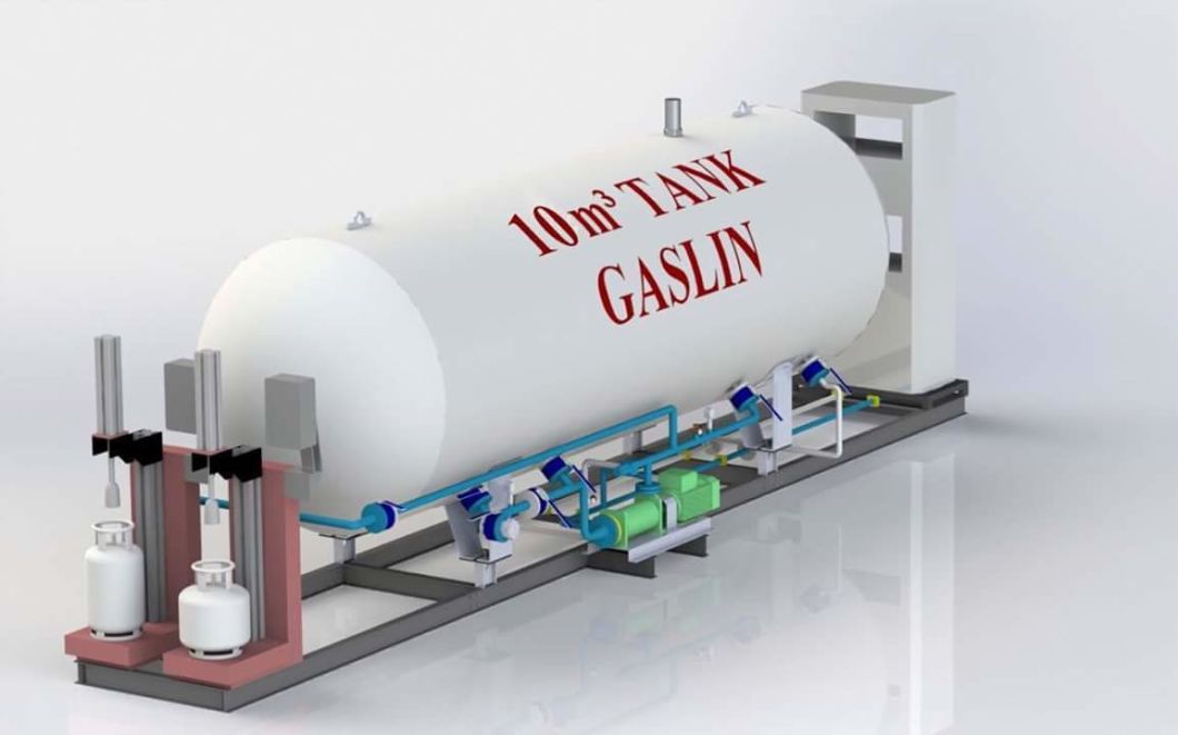 25000liters LPG Filling Plant with Two Dispenser for 12 Tons LPG Cooking Gas Cylinder Filling Station Skid Mounted Tank of Easy Transport