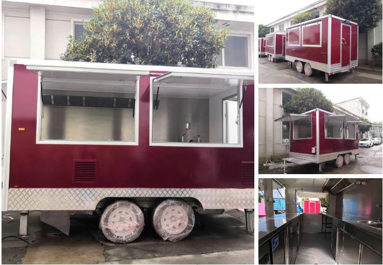 Mobile Potato Chips Making Machine Selling Food Trailer, Outdoor Street Food Trailer Cart