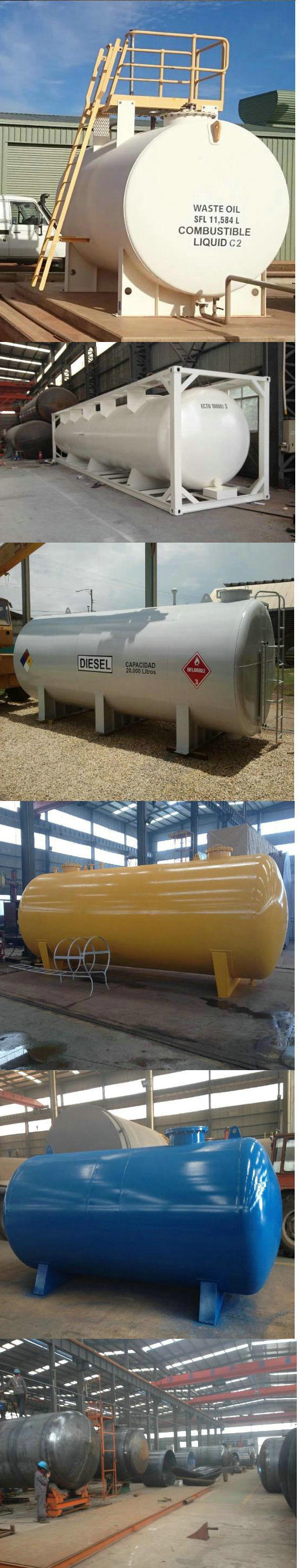 Customization 2t -100t Waste Oil Storage Tank Combustible Liquid Tank (Waste Oil, Water, Acid, Diesel Tank Stainless Steel Jet A1 Oil Tank, Steel lined LDPE)