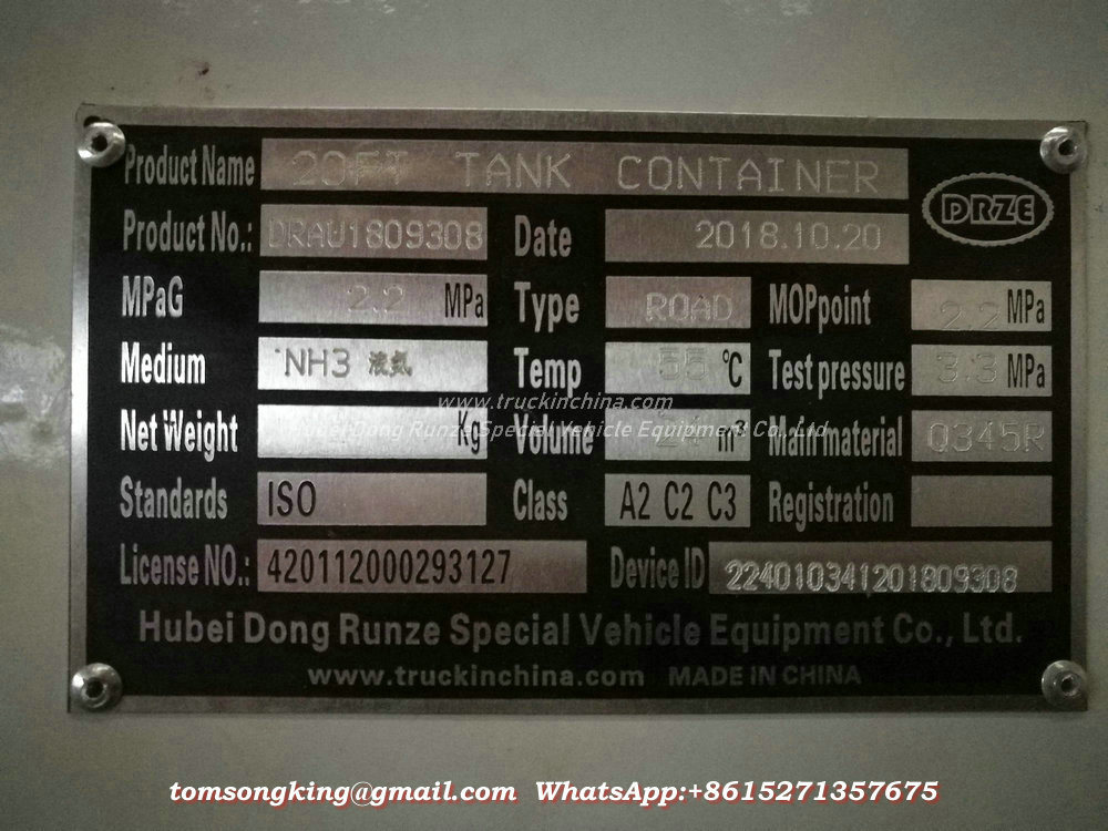 Un1005 Liquid Ammonia Isotank (Ammonia, anhydrous) Portalbe Tank Container