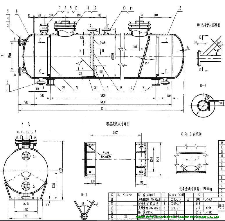 Horizontal Fuel Storage Tank for Petroleum Oil, Gasoline, Petrol, Diesel Steel Q235 or Q345. Q245. R20 Thinckness 5.6.8mm - 10.12mm Custermizing 1-100cbm
