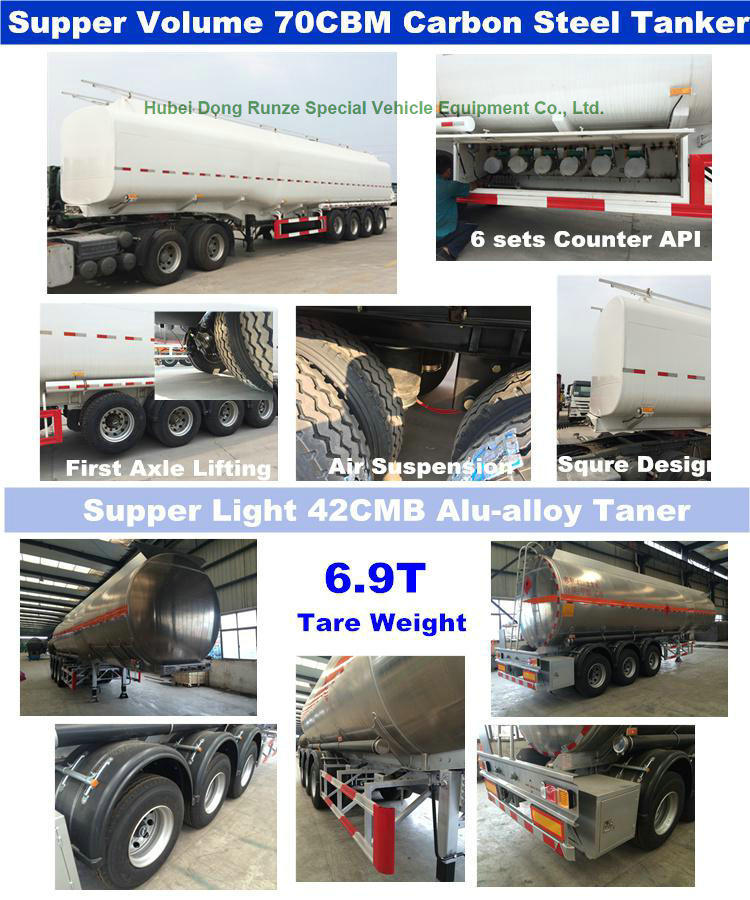 Steel Fuel Tanker Semi-Trailer 3 Axles Oil Tank Capacity 42000L to 47000L (Diesel) with BPW Axles Air Spring Single Tyer 385/65r22.5