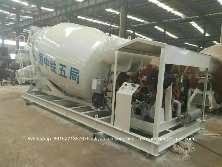 Concrete Mixer Tank Skid Mounted for Ship / Train Tunnels 3-12cbm (Max Skid Concrete Mixer -12000liters Tank Body