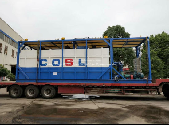 Skid 500 Bbl Frac Tank Steel Lined PE for Oilfield Chemical Contain (Skid With Motor Pump and Reactor Motor Stirring For Mxing HCl Hydrochloric Acid)