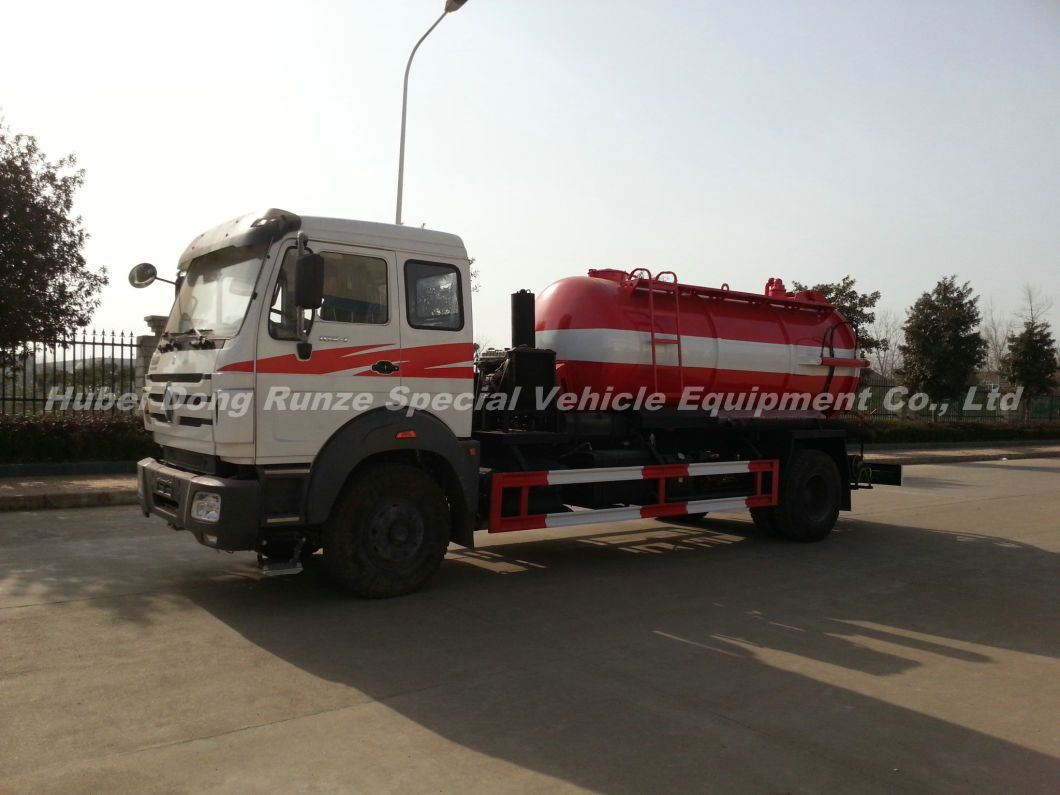 Beiben 1627 Vacuum Tanker Combined Sewer Jetting Tank a 6000ltrs of Solid Liquid Human Waste Tank Part B 4000litrs of Clean Water for Cleaning and Flushing