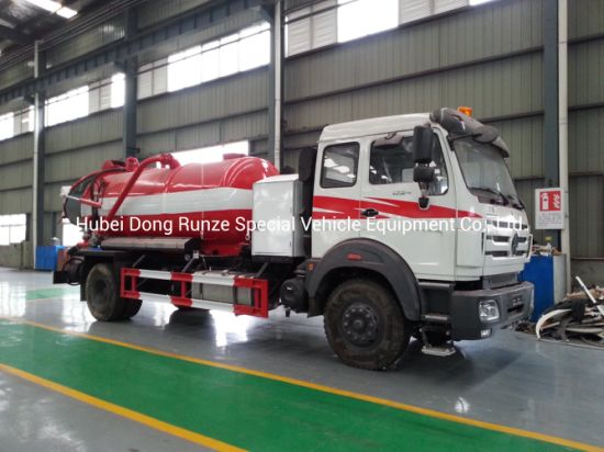 Beiben 1627 Vacuum Tanker Combined Sewer Jetting Tank a 6000ltrs of Solid Liquid Human Waste Tank Part B 4000litrs of Clean Water for Cleaning and Flushing