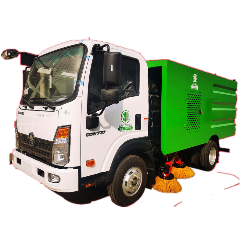 HOWO Small 5 Ton Vacuum Road Sweeper Truck With 4cbm Garbage Dustbin 1cbm Water Tank