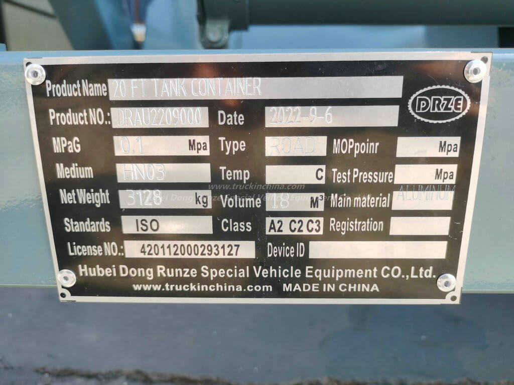 ISO 20ft Nitric Acid HNO3 Storage Transport Tank Container (37)