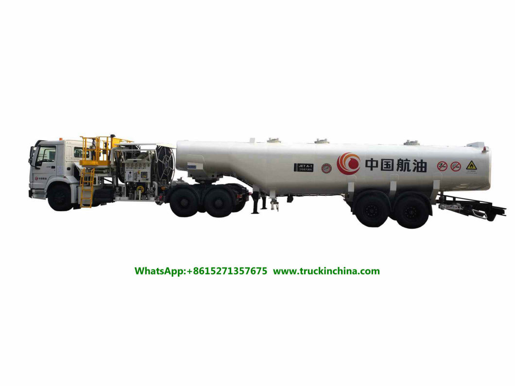 Sinotruck HOWO 45000L Aircraft Tanker (Tractor with JET A-1 Fuel Tank Trailer Aviation Kerosene, Aviation Gasoline, Jet Oil 11880 US Gallon Refueler)